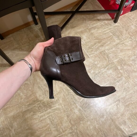 Franco Sarto Brown Suede Y2K Boots Size 10 (fit 9.5-10) - Picture 12 of 16